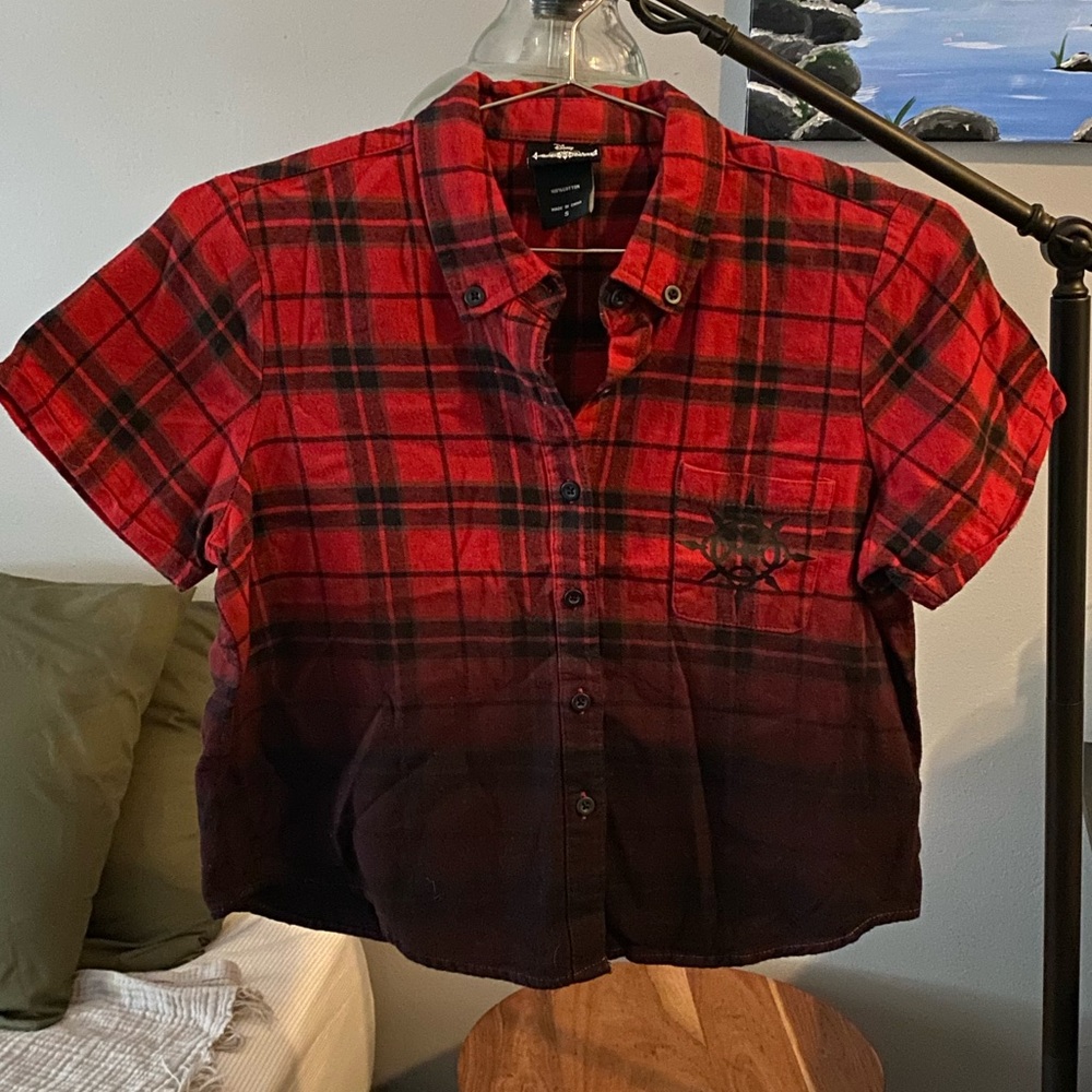 Hot Topic Kingdom Hearts Cropped Flannel Tee S EUC